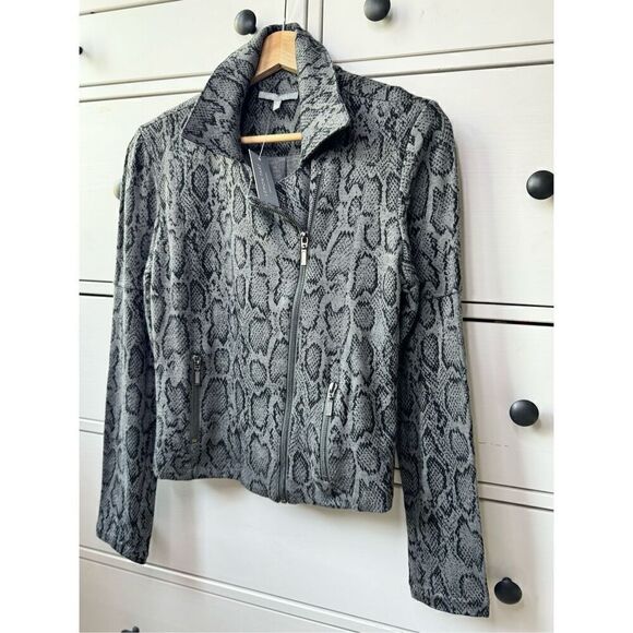 NWT Lemon Tart Designed California jacket snake print gray size S cardigan zip - Picture 6 of 13